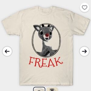 Men or women’s Gildan Cream Rudolph Graphic Tee with Red Accent size XL